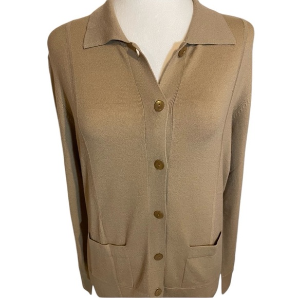 Talbots Tan Button-Up Cardigan - Picture 2 of 15